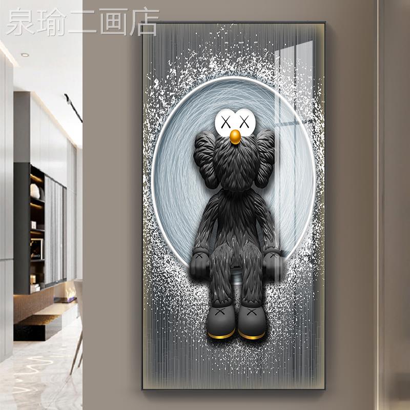 网红现员代轻奢玄档象关装饰壁画卡通宇航廊过道挂画抽高正对门竖