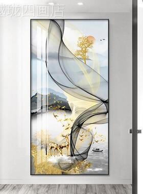 网红轻入户关装饰画代简约竖版现过道走奢廊尽头挂画高档麋鹿进门