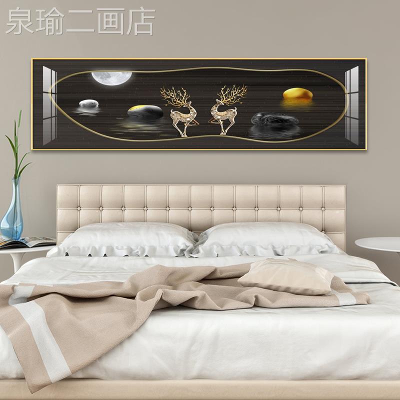 网红卧室床头可定制轻奢装饰画约北现横版简壁画轻奢钻欧镶晶瓷代图片
