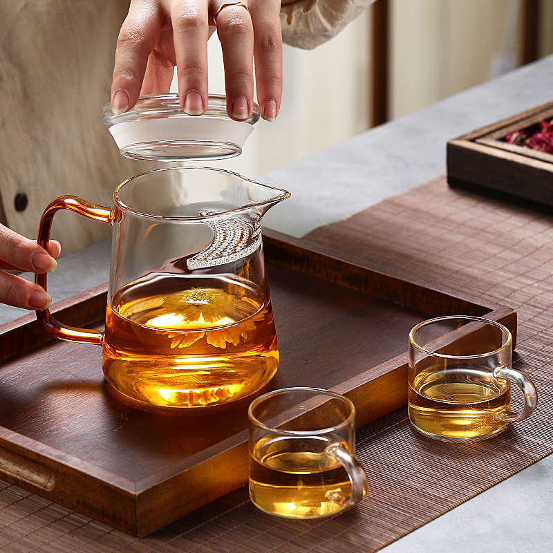 月牙公道杯加厚耐热玻璃滤网泡茶配件一体过滤茶水分离家用公杯