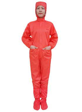 极速无尘服橙色连身服有口袋静y电衣连帽大褂男女两件式静电工衣