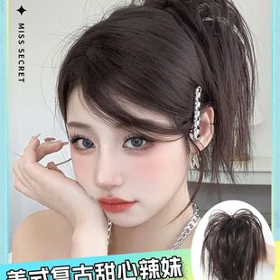 新品 鸡窝头抓夹丸子头假发女w辣妹蓬松盘发发包自然长须鸡毛发抓