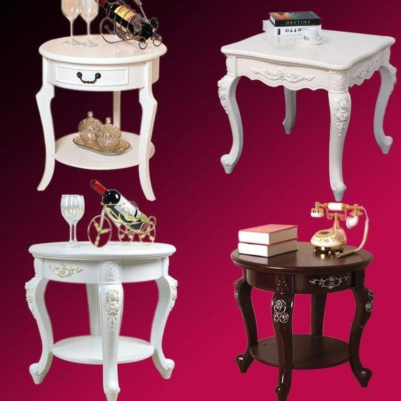 极速新欧式白色茶几简约客厅沙发边几方形边N桌电话桌田园小户型