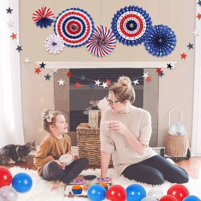 新品New American Independence Day Paper FanP 6pcs/set Party