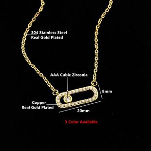 极速Fashion Chain Dazzling Zircon Paperclip PenRdant Necklac