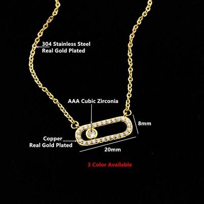 极速Fashion Chain Dazzling Zircon Paperclip PenRdant Necklac