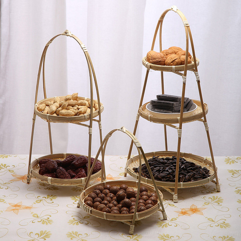 极速手工竹d编糖果盘干果盘点心盘多层水果篮糕点篮酒店创意用品,特色手工艺,竹编/竹雕,淘宝优惠券,粉丝福利购,淘宝优惠卷