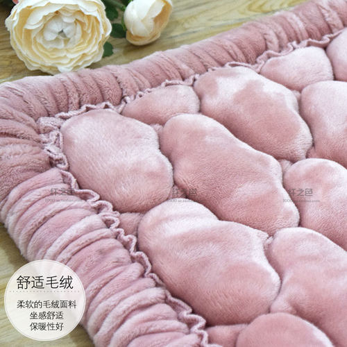新品纤之色毛绒坐垫加厚大号椅子垫冬季汽车办公室V毛毛纯色沙发