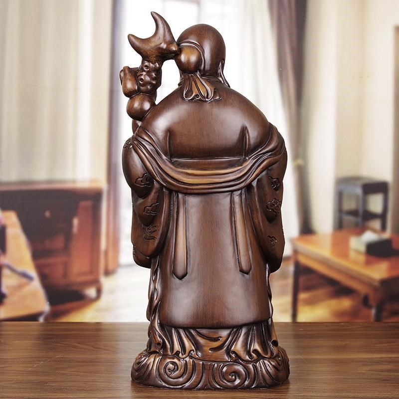 极速实木雕寿星公l摆件长辈长者爷爷老人寿辰生日贺寿礼品蟠桃寿