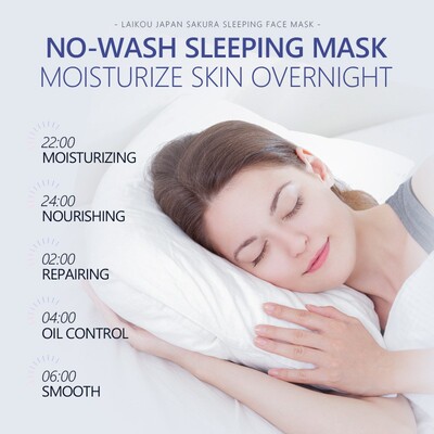 新品Sakura Sleeping Face Mask MoisturizinLg Anti Wrinkle Nig