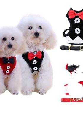 极速Dog Cat Harness Leash Cuyte Bow Knot Adjustable Chest Be