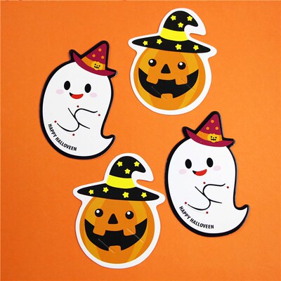 新品50pcs/lot Cute Ghost Puwmpkin Style DIY Halloween Gift C