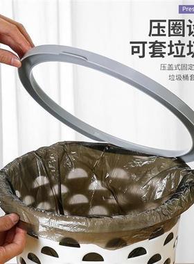 极速加厚大号灰色厕所废纸篓塑料带D压圈白色垃圾桶办公室镂空垃