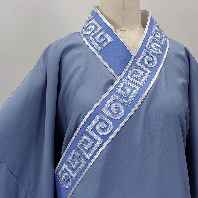 新品越剧戏剧戏曲戏服黄梅v戏斜领回字绣花仿真丝小生衣多色穷书