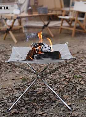 极速。皓户外超轻柴火风炉u不锈钢点炭炉折叠烧烤生碳取暖炉焚火