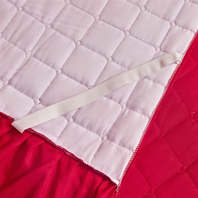 极速韩版大红色结婚庆夹棉纯色单品婚房蕾丝O床裙款床罩床套三四