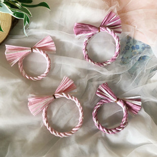 极速混色拉菲草花环多色注连绳草环花店花资车挂件日本.草圈场地