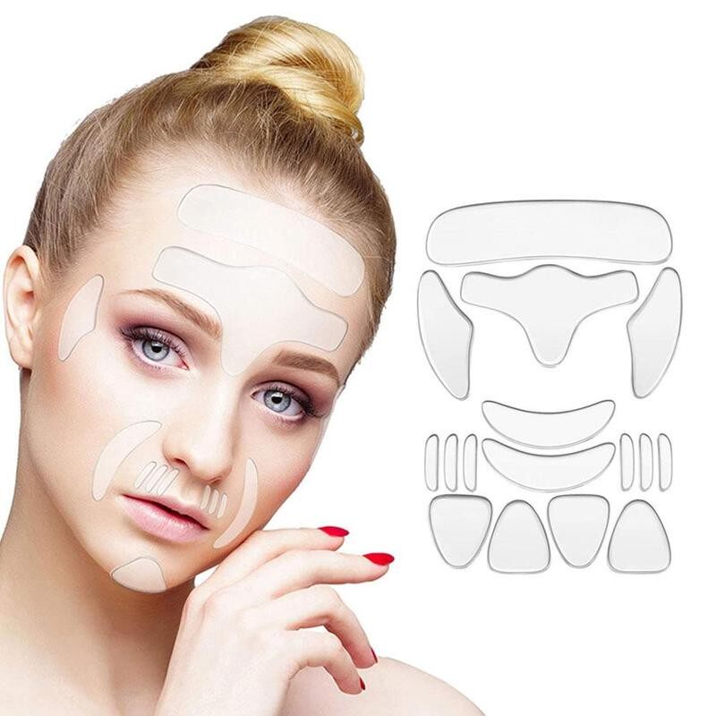 新品16pcs fReusable Silicone Anti Face Forehead Cheek Chin S