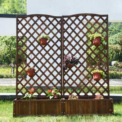 极速户外防腐木栅栏篱p笆围栏护栏阳台装饰屏风庭院隔断网格爬藤