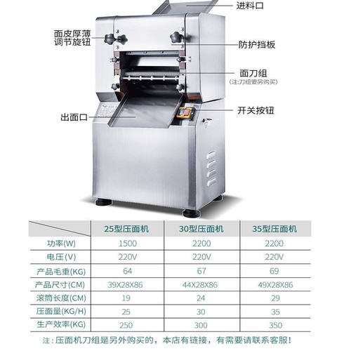 新品制面机商用不锈钢电动压面条机擀面机食堂用大型全.自动包子