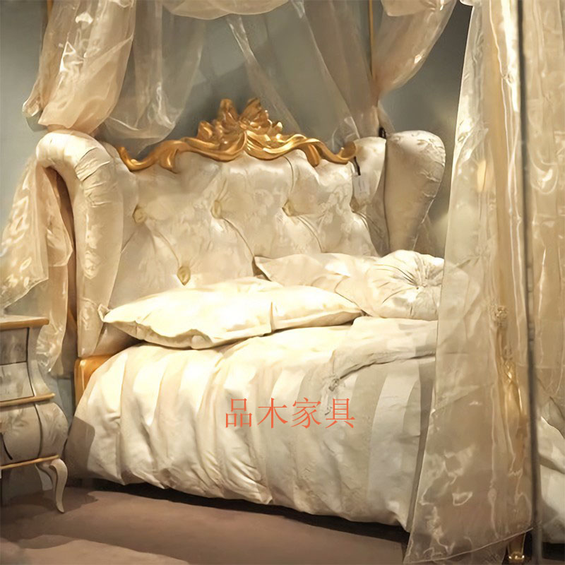 极速美式轻奢实木床新古典雕花双人床G现代简约婚床欧式宫廷布艺