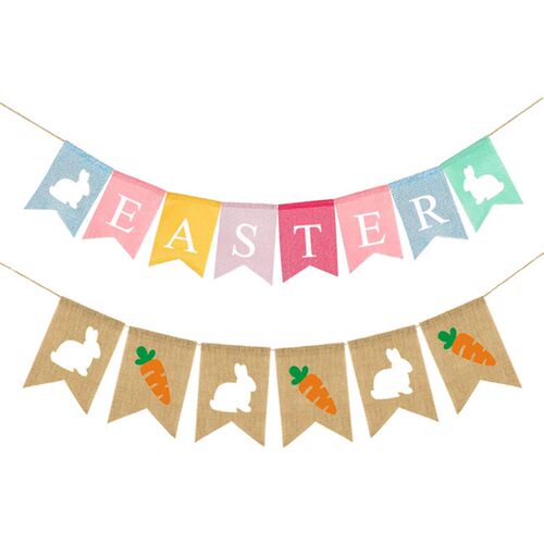新品复活节兔子萝卜拉旗 happy easter day decorations Wflag ba