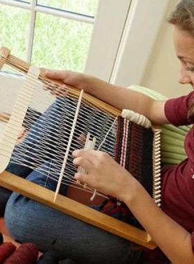 极速DIY Wooden Loom Knitting Machine Weaving QLoom Frame DIY