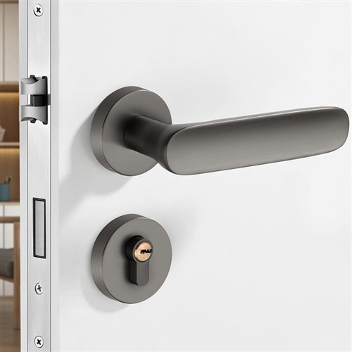 极速卧室门锁实木门金色室内铜静音轻奢黑色分体S式把手家用通用