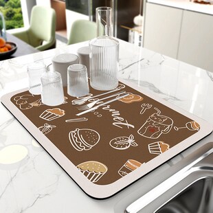 极速厨房桌面矽藻泥防水s垫台面垫布碗筷沥水乾燥垫杯垫隔热垫吸