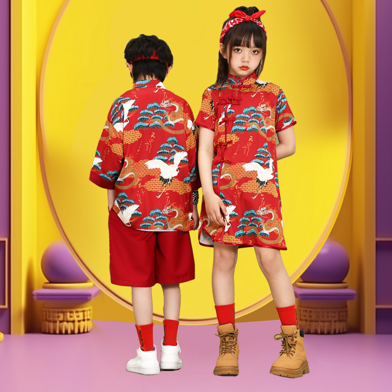 儿童中国风演出服元旦合s唱表演服女童旗袍秋冬男童汉服幼儿园班