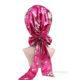 极速Wo Silk Shower Cap Night Sleep Cap Hair BonRnet Hat Head