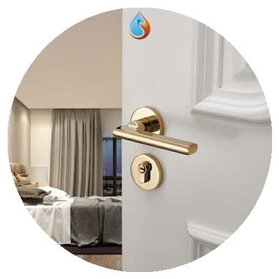 极速。美式卧室门锁室内门把手家用静音I房门锁PVD金色分体实木门