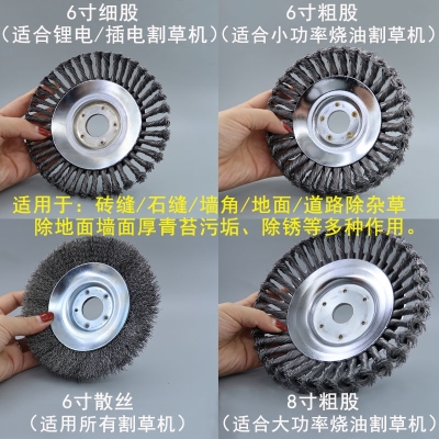 坷让寸割草机除草轮钢丝轮园林除草刷200x2O5mm钢丝打草头通用除