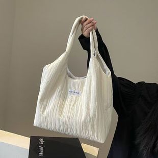 高颜值条纹大包日系简约甜美单肩包 ins大容量托特包包女2024新款