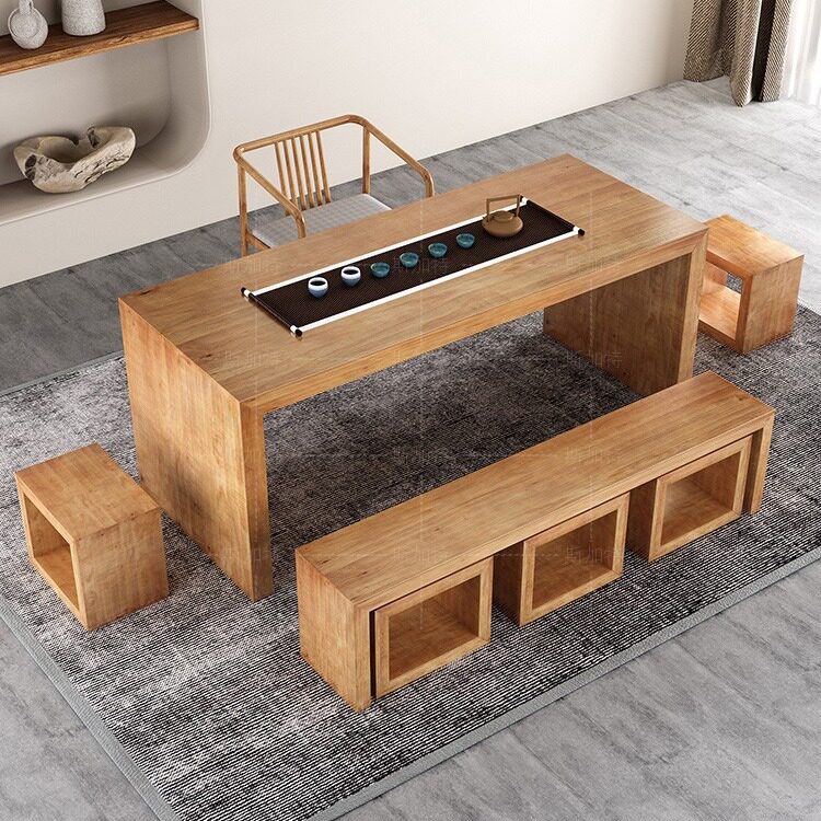 实木茶桌椅组合家用客厅茶几现代简约原木茶台办公室接待泡茶桌