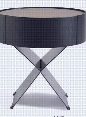 KGA16837款意式极简轻奢高级感圆形岩板烤漆床头柜家用卧室马鞍皮