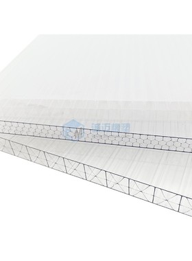 极速pc阳光板中j空米字结构卡布隆板透明乳白 湖蓝色16 20mm外立