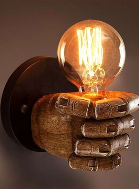 极速Retro Resinj Fist Wall Lamp Bulb Sconces Fixture Home Re