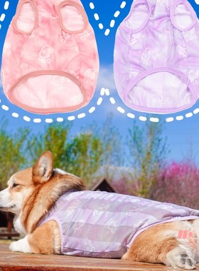 极速FUN妮翻妮k夏季宠物柯基镂空背心减少飞毛透气粉紫色清凉衣服