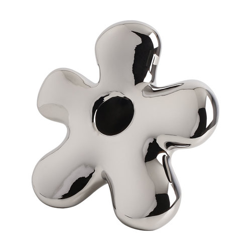 极速创意简约电镀银陶瓷干花花A朵花瓶摆件轻奢家居客厅插花桌面