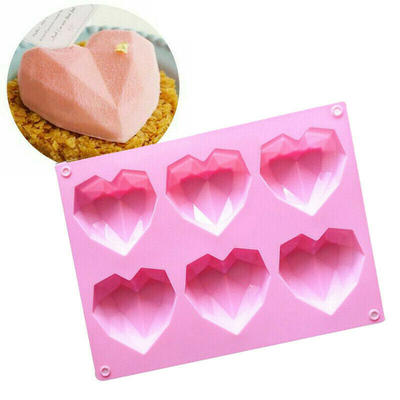 极速6 Cavity Diamond Love Silicone Cake Mould SSilicone 3D H