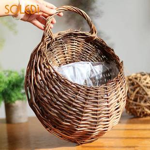 极速Rattan Vhase Basket Handmade 23*18cm Wicker Hanging Bask