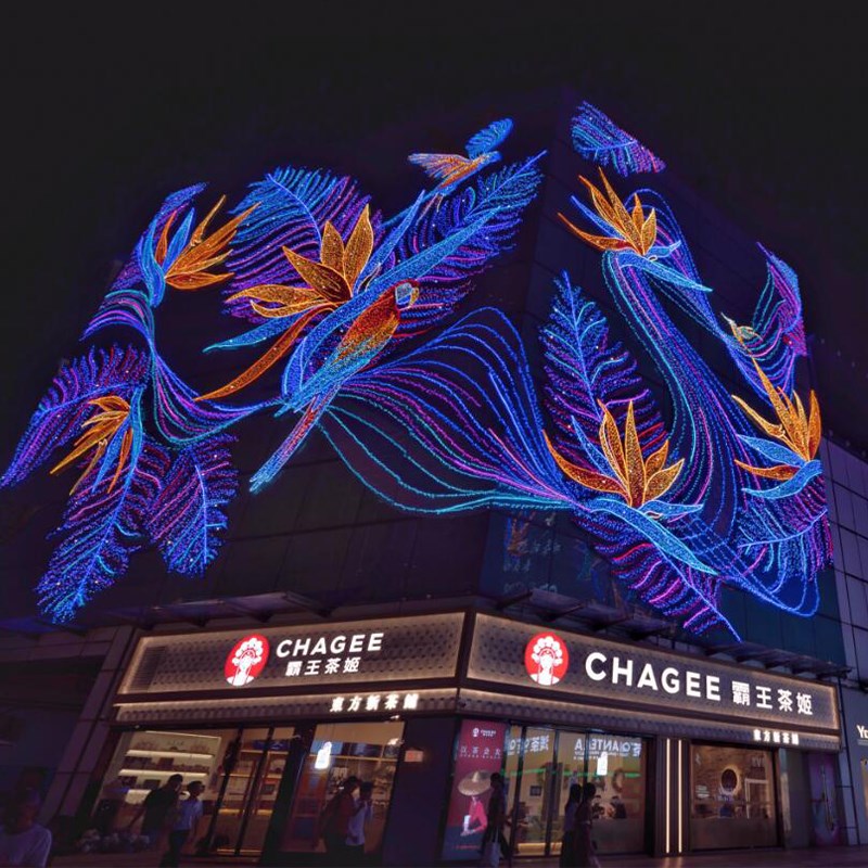 户外天幕灯饰画大型商场网红墙体B灯光设计定制商业街广场美陈亮