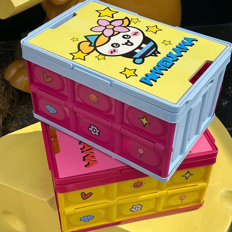 可折叠chiikawa小女警提篮收纳箱创意储物盒通用客厅餐厅户外收纳