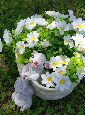 口袋小兔子收纳花器多肉花盆萌可爱花园装饰桌面摆件创意礼物品