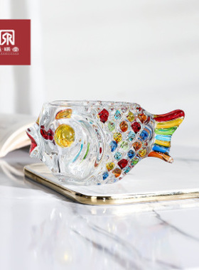小号【盛瑞堂】创意鱼形器皿水培绿萝花器桌面摆件客厅彩绘纯手工