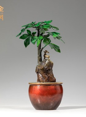 《发财树》铜摆件工艺品新中式国风客厅玄关博古架电视柜酒柜装饰