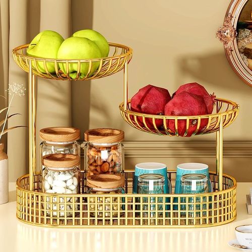 餐桌置物架桌上零食架客厅水杯架子多层储物盒分层收纳箱整理铁艺