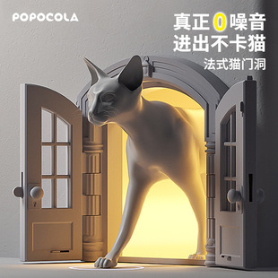 猫门自由出入门洞狗猫咪静音双向进出门宠物卧室玻璃法式白色洞门