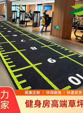 健身房草坪刻度草黑蓝绿色图案草人工仿真草坪阻燃环保地毯地垫